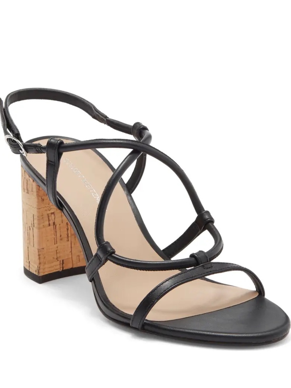 NWT Stuart Weitzman Nilla 75 Black Leather Block Heel Sandals Sz 8